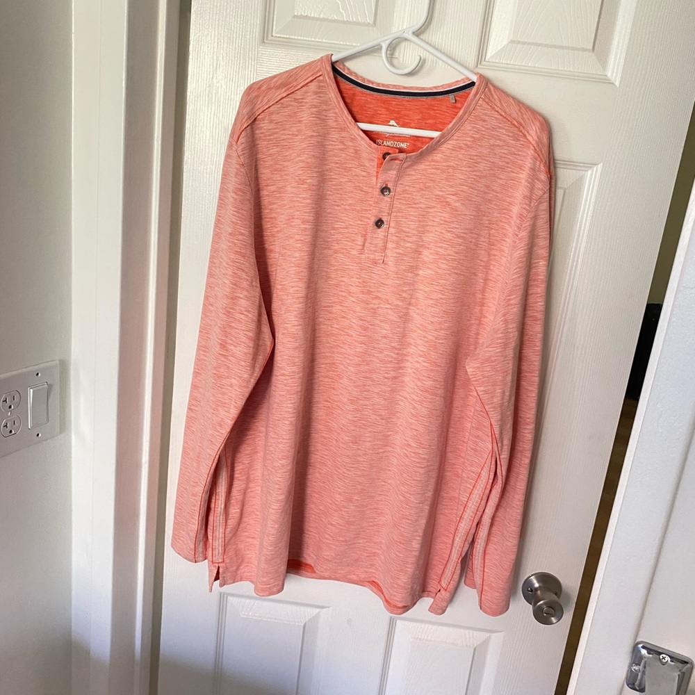 Tommy Bahama Men’s Orange Long Sleeve Henley, Size XXL